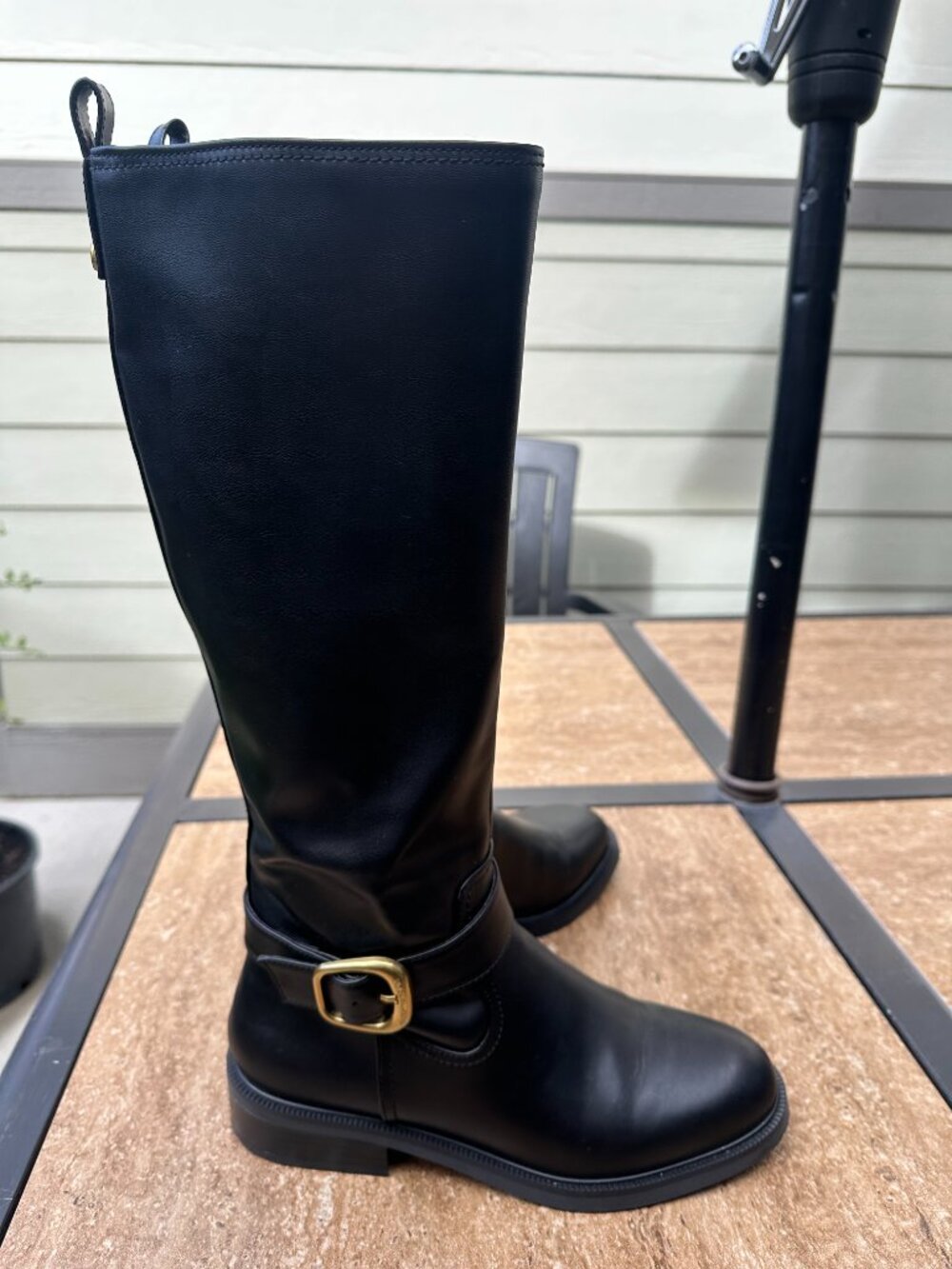 Vince Camuto Black Knee High Riding Moto Boots - Size 8.5M